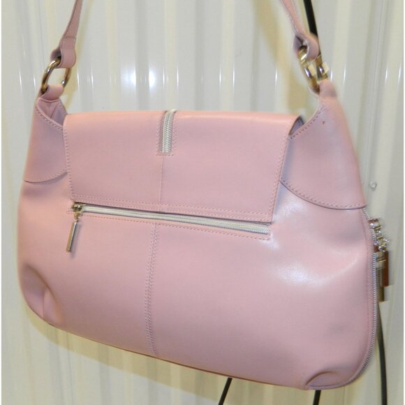 Wilsons Leather Light Pale Pink Leather Shoulder Bag W Zip Pockets Zip To Widen - Picture 9 of 12